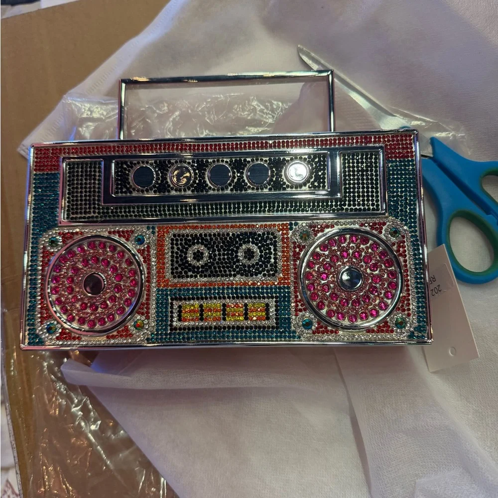 SOLD Boombox Clutch Purse Y2K Festival Vegas Bachelorette Statement Colorful Bag - Picture 6 of 8